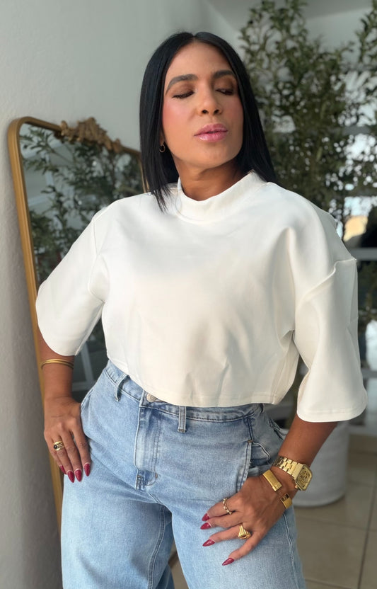 White Luxe Oversized Top