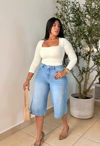 Premiun Spandex Light Denim Blue Bermudas (jorts)