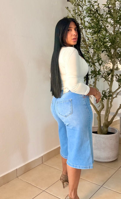 Premiun Spandex Light Denim Blue Bermudas (jorts)