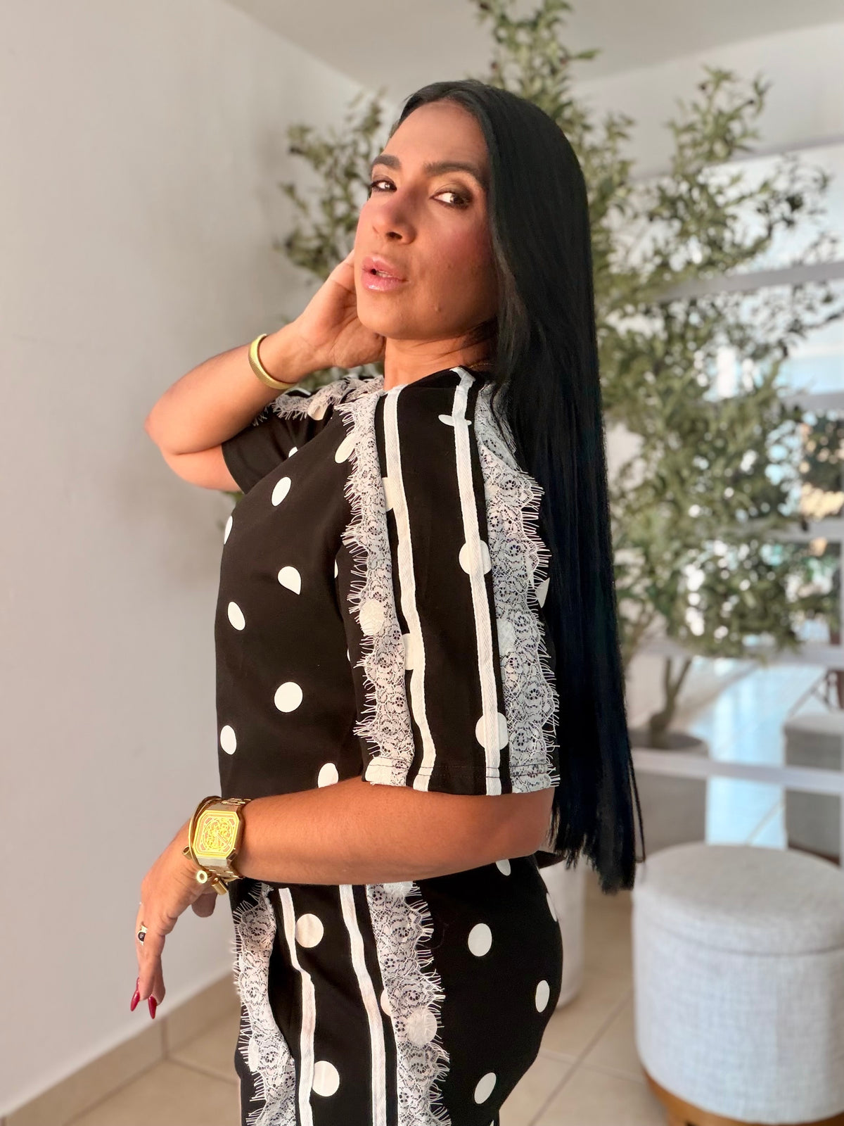 El mejor set de tu vida. Polka Dots blacky blacky black and white. Ùnico color. Expandible total