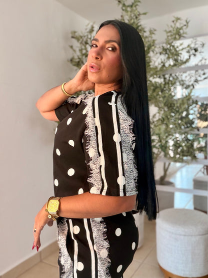 El mejor set de tu vida. Polka Dots blacky blacky black and white. Ùnico color. Expandible total