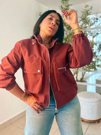 Burgundy Luxe Oversized Spandex Bomber Jacket Top One Size (SOLD OUT GRACIAS)