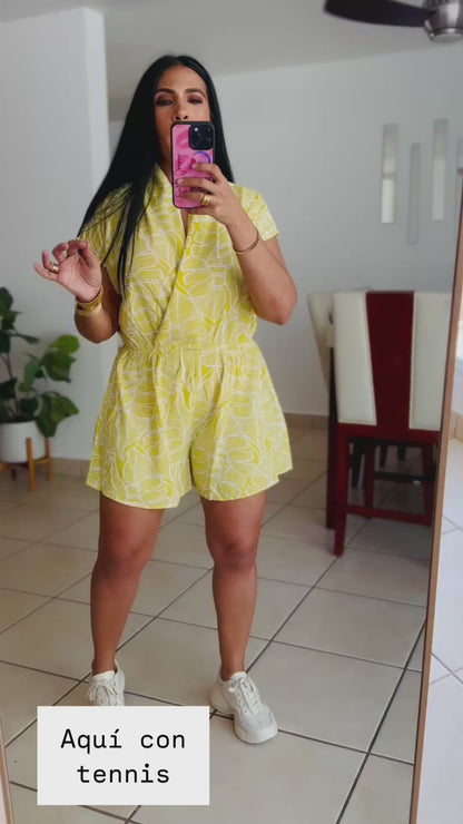 Tropical Lime Spandex Romper