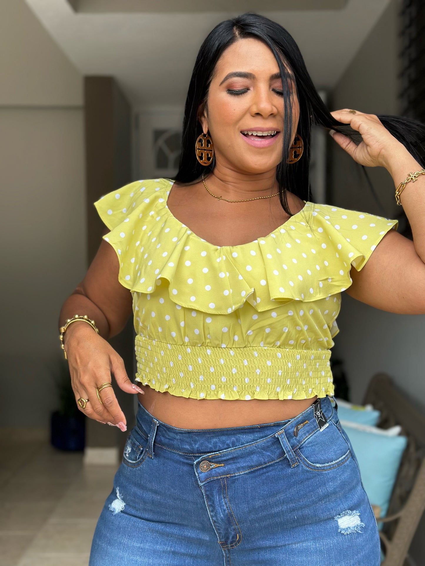 Lemon Polka Dots Top